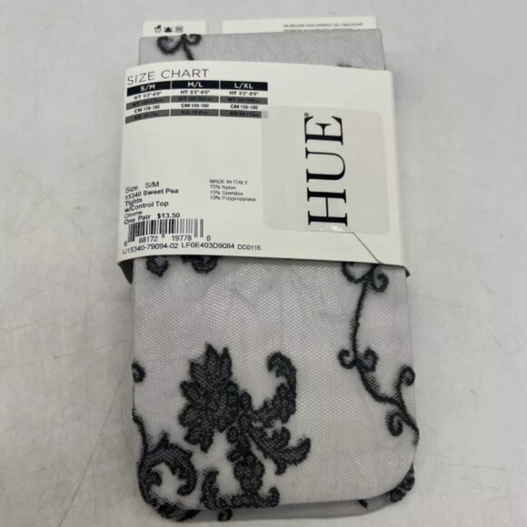 HUE Gray Floral Pattern Tights w/ Control Top Size S/M U15340 Sweet Pea - Picture 3 of 5